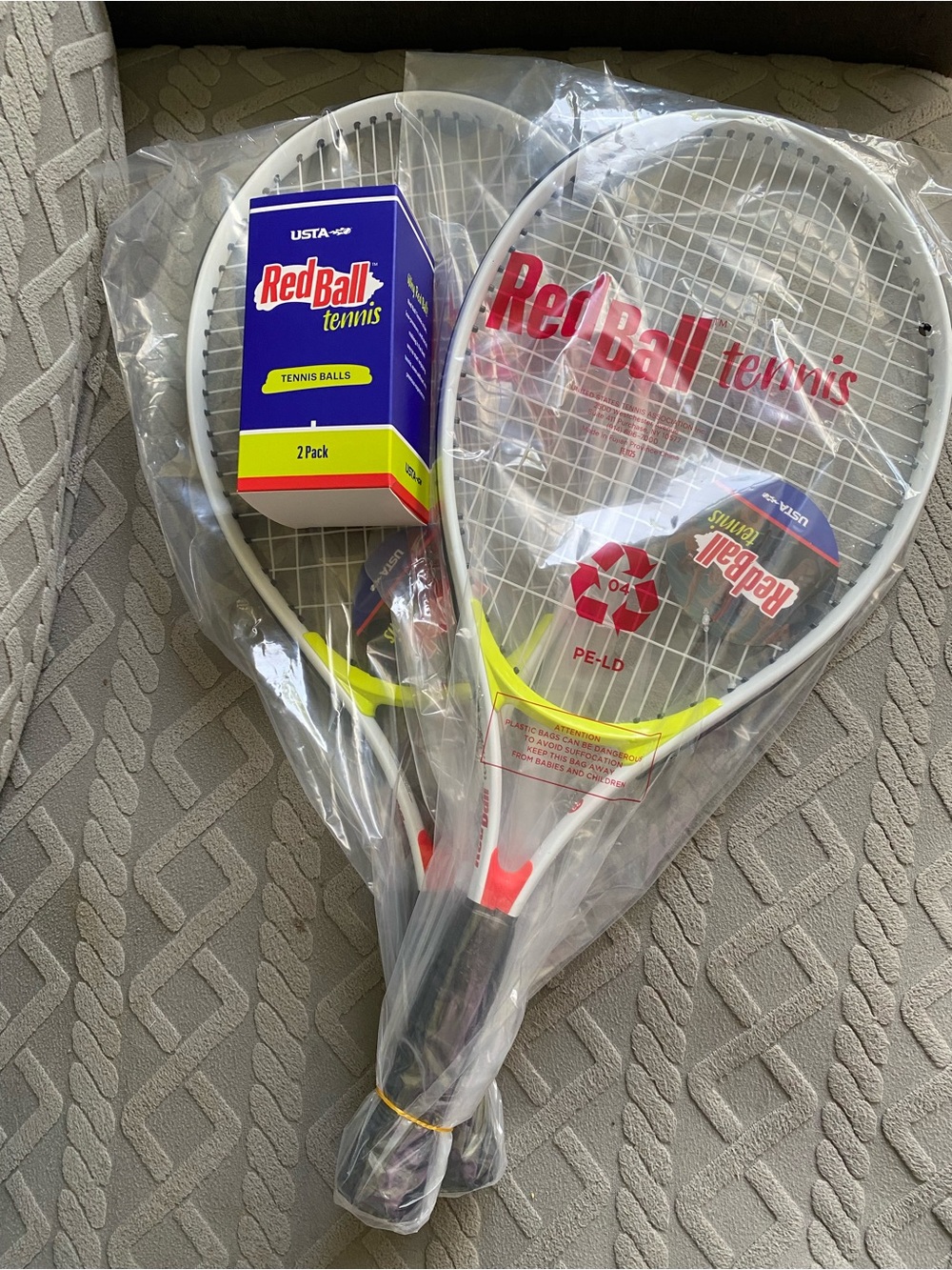 RedBall Tennis Racket Pair with Ball Pack - Red/White/Yellow